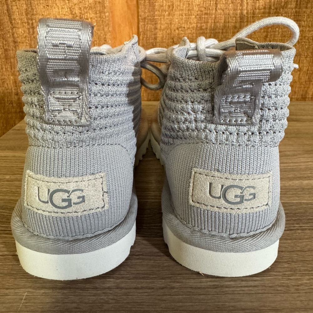 UGG Kids Gray Knit Lace-Up Boots
